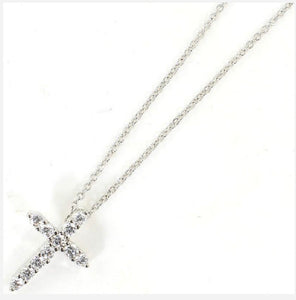 Cross Me Out Silver Rhinestone Necklace